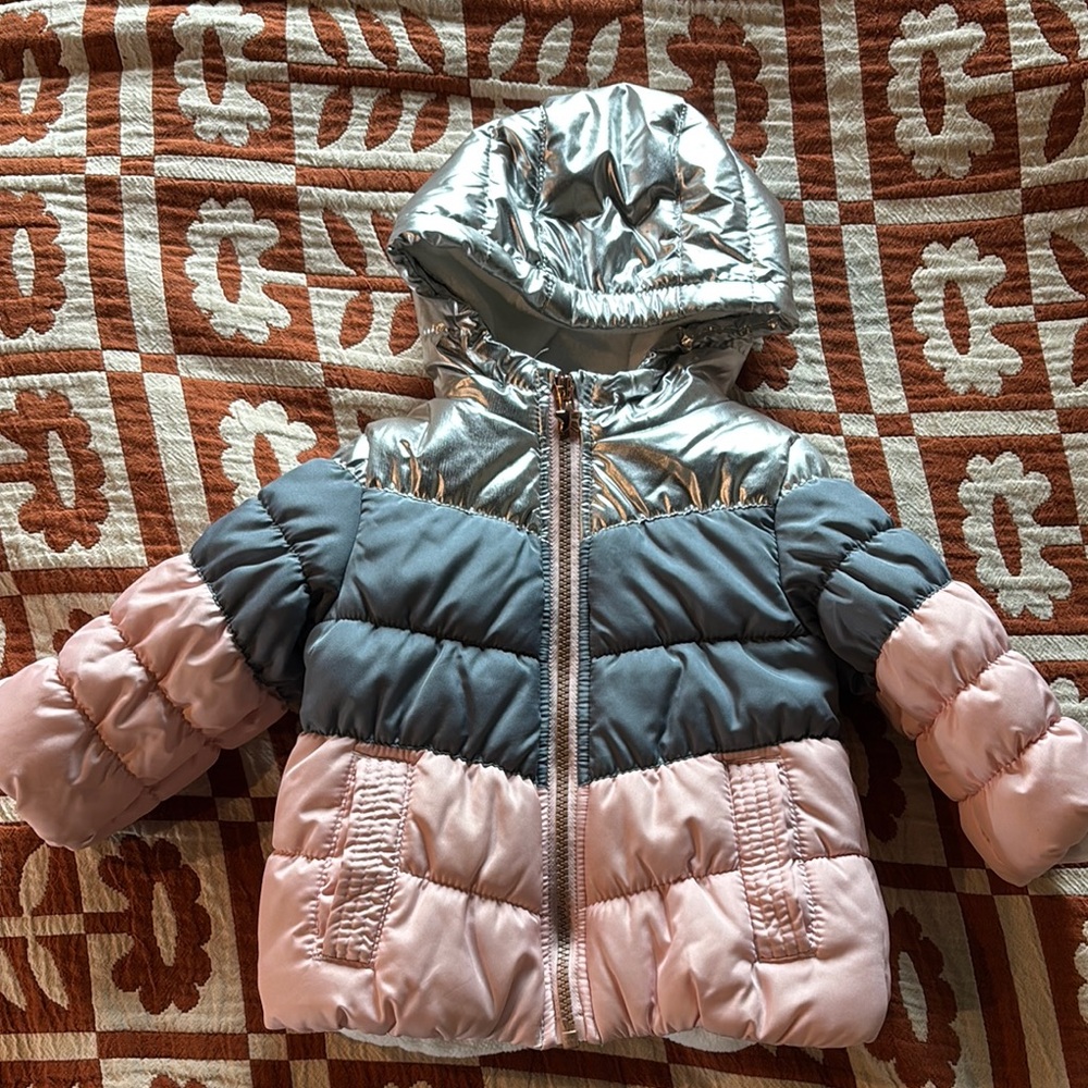 Silver and Pink Oshkosh Puffer sz 12M